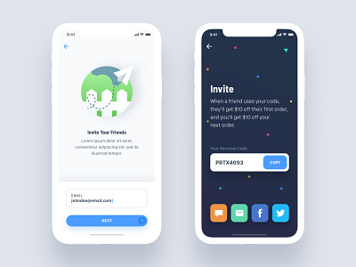 Invite To App android app dark design ecommerce invite ios iphone light mobile navigation social socialmedia ui userinterface ux