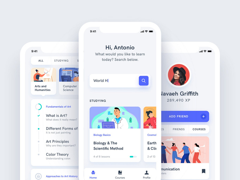 Estudio - Educational Mobile App UI Kit by Nimasha Perera on Dribbble