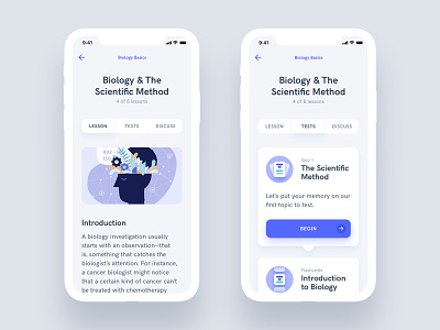 Lesson View - Estudio Educational Mobile App UI Kit android app design ecommerce education educational exam illustration ios iphone learn lesson profile quiz science study studying test ui ux