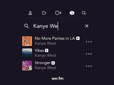 we:fm update elements icons kanye music songs ui west