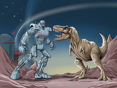 Dino art digitalart dinosaur dinosaurs illustration illustrations robot space