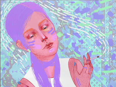 Smoking art digitalart experimental girl girl character illustration illustrations smoking unusual