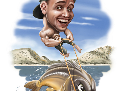 Fish big fish caricature caricatures digitalart fish fisherman fishing illustration illustration art illustrations islands man sea