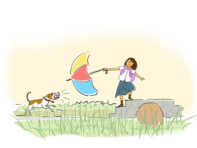 CHILDHOOD childhood dog dribbble fear girl illustration kerala memories photoshop