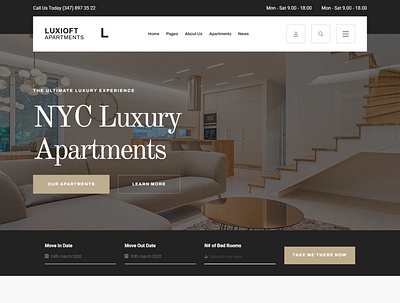 Luxury apartments booking website on WordPress elementor pro web design