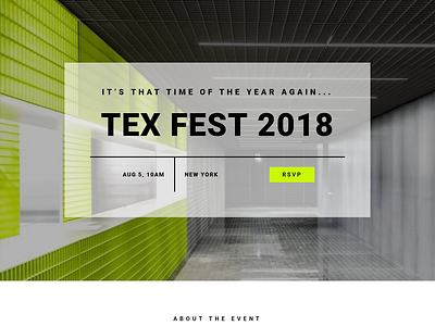 One Page Textile Convention landing page