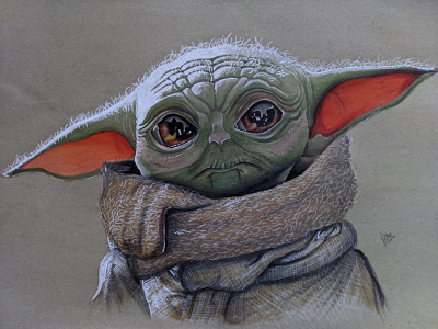 realistic baby yoda illustration