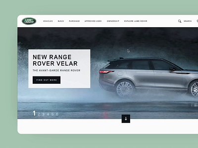 Land Rover Navigation animation clean digital design land rover navigation navigation bar principle responsive design ui web design