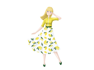 Lemons art character design colours digital drawing girl illustration illustrator lemon pattern photoshop skirt yellow
