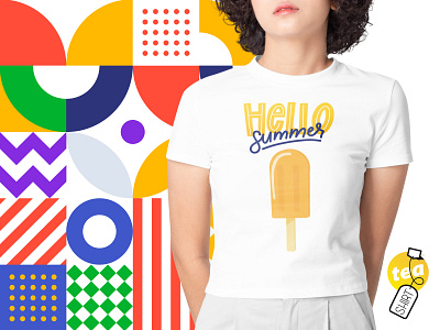 HELLO SUMMER BY TEA SHIRT brand design brand identity branding branding design fashion illustration tshirt
