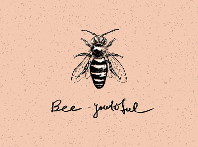 "Bee-youtiful" _Bee on recycled paper 2d bee branding design flat flatdesign illustration logo minimal paper pink recycledpaper typography vintage vintagelogo