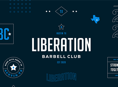 Unchosen Brand Direction for Liberation Barbell Club austin badge logo brand brand identity branding gym logo sweat texas weightlifting