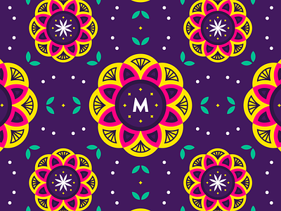 Busy Brand Pattern for Mooli brand brand identity design brand pattern branding flower pattern indian brand lotus flower mandala purple takeout