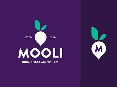 More Mooli Logo Elements brand brand elements brand identity brand identity design geometric vegetable indian food indian takeout logo purple logo radish