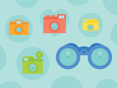Find Your New Favorite Thing binoculars blue camera divvy illustration launch product hunt share website