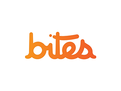Logo in Progress bites branding cursive gradient identity in progress logo orange red script