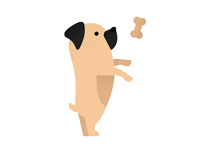Lil Pug bone dog flat gradient illustration pug puppy vector