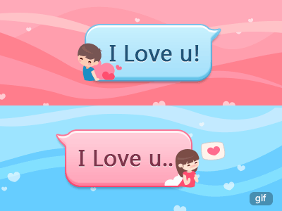 Happy Valentine's Day! blue bubble chat cute flat gif girl hart letter love pink valentine