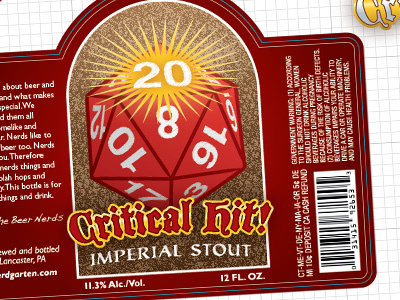 Critical Hit Imperial Stout beer d20 dungeons and dragons label package design stout