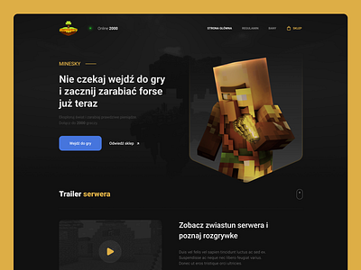 Minesky: Landing page design game gaming mc minecraft ui web website