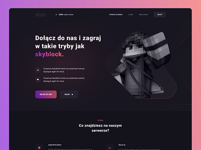 McHusi: Landing Page branding design develop minecraft ui web website