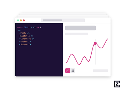 Code design split screen visual animation code coding design line line chart pink svg