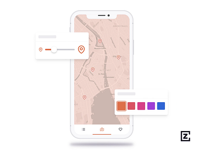 Preview of device animation animation blue data visualization design iphone iphone x map maps mockup orange pink purple ui ux