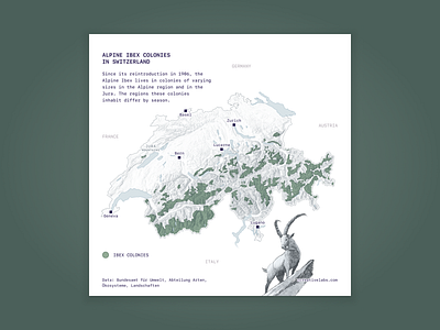 Distribution of Ibex colonies in Switzerland