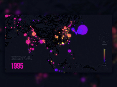 Urban population size and growth in East Asia (1995) close-up