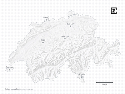 A map of the Glacier Express through the Swiss Alps animation cartography design map mapping maps mountains red svg swiss switzerland