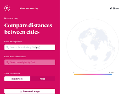 Distance map cartography d3 data visualization design geography gradient mapping pink svg ui