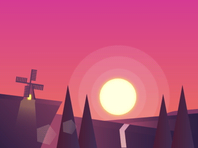 Sunset animated animation design flat gif illustration minimal vector web