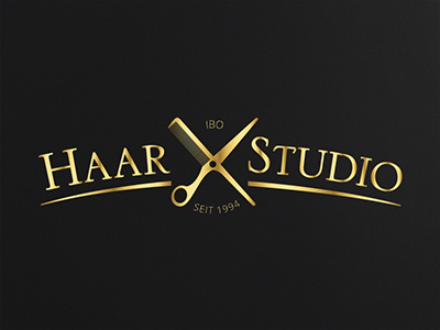 Logodesign HaarStudio Ibo gold haarstudio hamburg illustrator logodesign photoshop