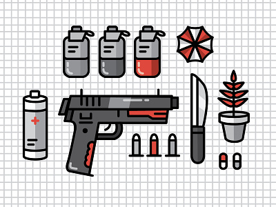 Resident Evil character items design illustration illustrator resident evil vector videogame