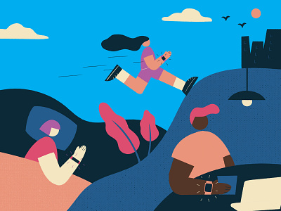 Fitbit Life design flat illustration web