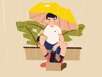 Rain animation app design flat illustration illustrator lettering minimal vector