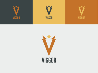 Viggor blue branding logo orange v viggor yellow