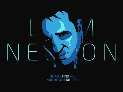 Liam Neeson blue clean face illustration illustrator liam neeson