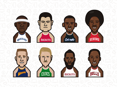 Basketball Player PT. II basketball beard bird drj harden ming mullin nba penny pippen randolph