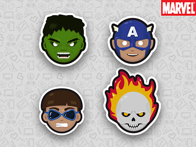 Marvel Sticker Set 5 captain america doctor octopus ghostrider hulk marvel printdesign sticker