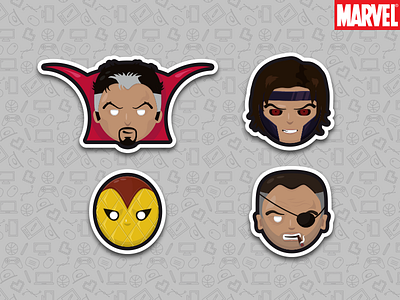 Marvel Sticker Set 7 comic dr. strange gambit marvel nick fury shocker sticker