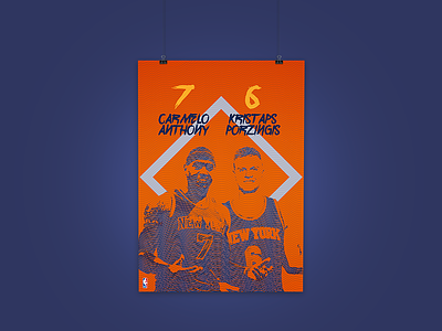 NBA Poster New York Knicks carmelo anthony kristapz porzingis lineart nba poster