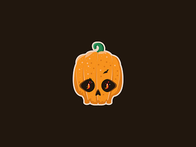 Skullpin halloween icon pumpkin skull vector