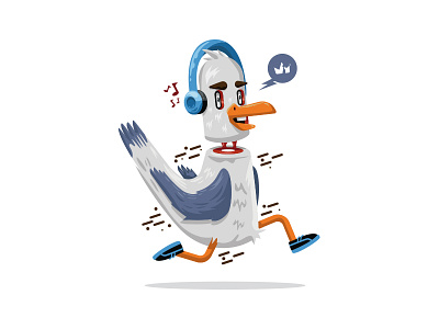 Running Seagull illustration krono krono illu seagull