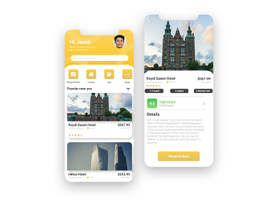 Hotel App Design animation app branding design illustration illustrator logo ui ux web website