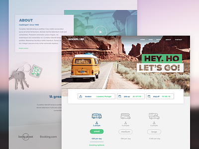 Go Explore | Camper Rental Site camper icon landing page photoshop road trip ui web webdesign