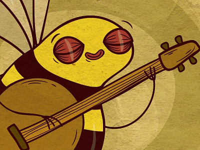 bee with rhythm banjo bee illustration music rhythm