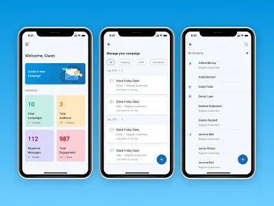 Marketing App analytics campaign dashboard email maketing campaign marketing marketing app marketing dashboard mobile app mobile design mobile ui sms ui design uiux