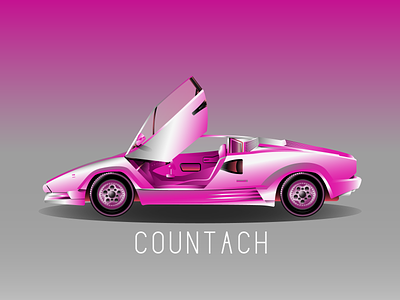 Pink Lambo Countach! cars colors design drawing gradient illustration illustration design illustrator lambo lamborghini vector