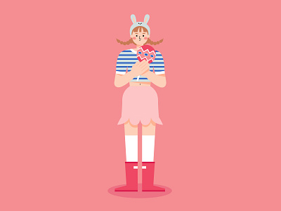 Miss. Bunny bunny flat illustration girl persona pink